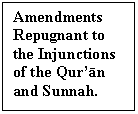 Text Box: Amendments Repugnant to the Injunctions of the Qur�ān   and Sunnah.

